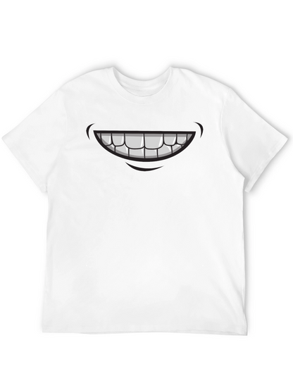Cartoon Smile Graphic Tee - Mens Black T-Shirt