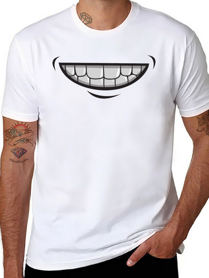 Cartoon Smile Graphic Tee - Mens Black T-Shirt