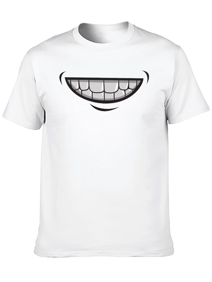 Cartoon Smile Graphic Tee - Mens Black T-Shirt