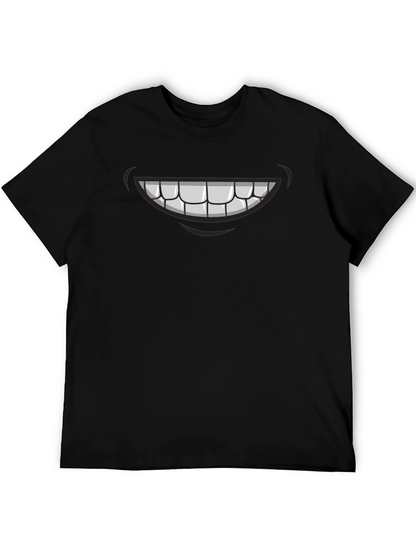 Cartoon Smile Graphic Tee - Mens Black T-Shirt
