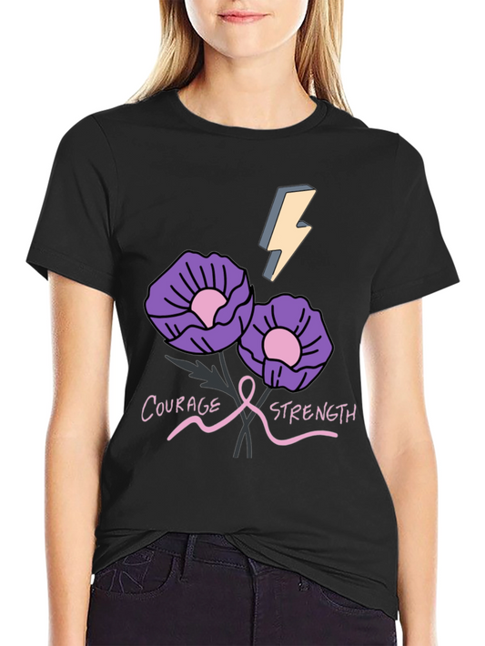 Courage Strength Flower Graphic T-Shirt