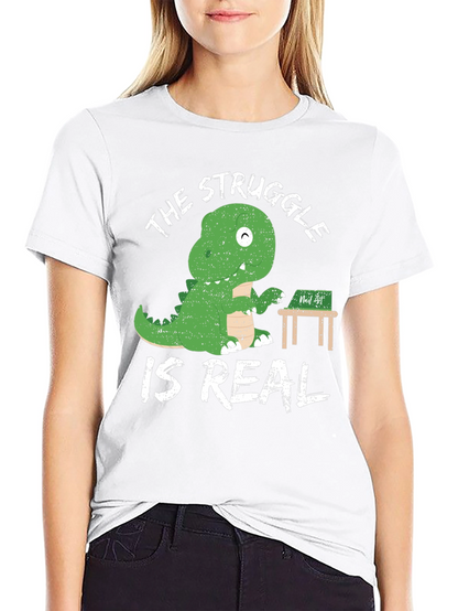 Dino Struggle is Real Black Graphic Tee
