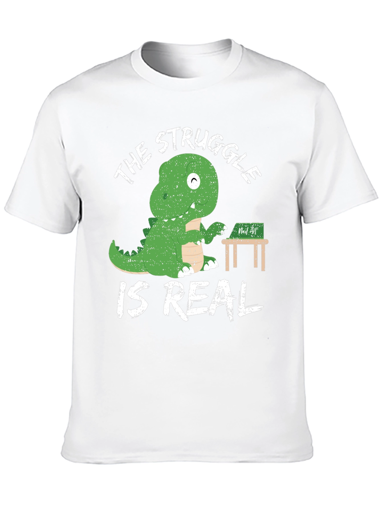 Dino Struggle is Real Black Graphic Tee