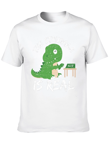Dino Struggle is Real Black Graphic Tee