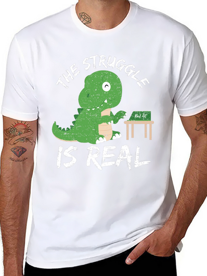 Dino Struggle is Real Black Graphic Tee