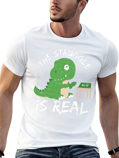 Dino Struggle is Real Black Graphic Tee