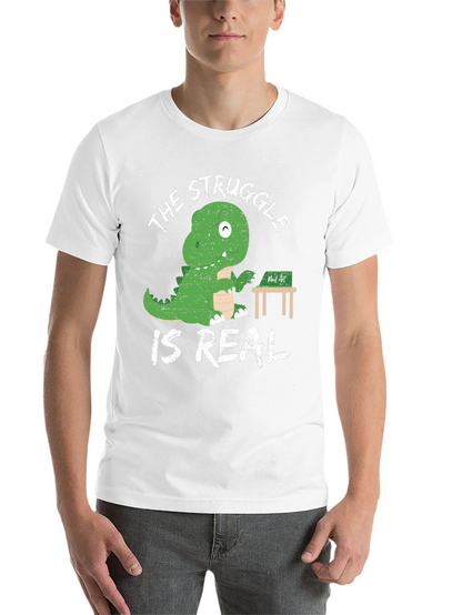 Dino Struggle is Real Black Graphic Tee