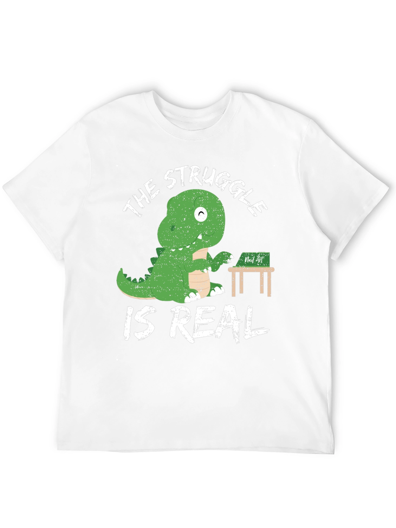 Dino Struggle is Real Black Graphic Tee