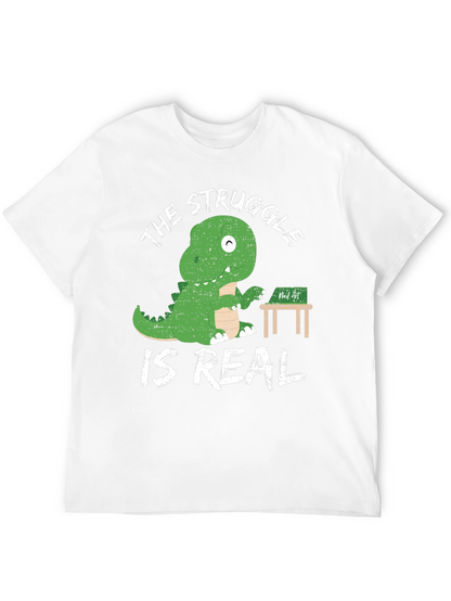 Dino Struggle is Real Black Graphic Tee