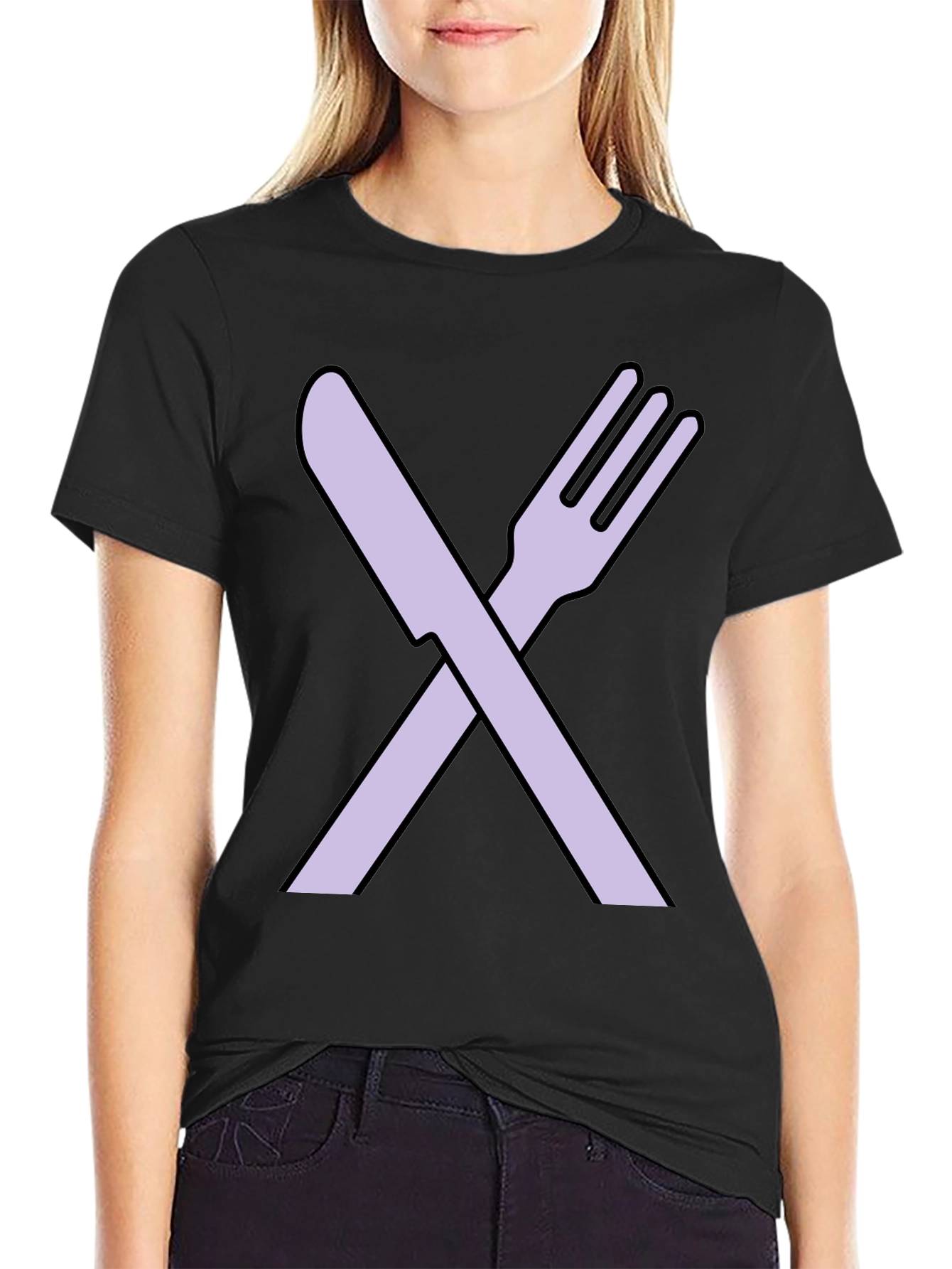 Fork and Knife Graphic Tee - Black