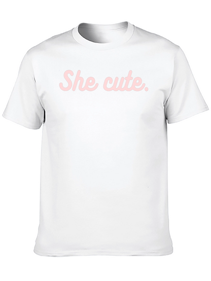 She Cute Graphic Tee - Black Casual T-Shirt
