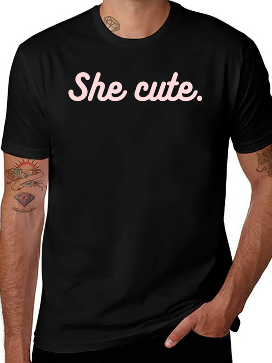 She Cute Graphic Tee - Black Casual T-Shirt