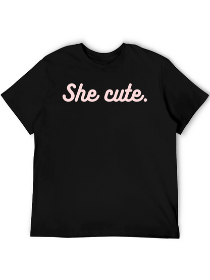 She Cute Graphic Tee - Black Casual T-Shirt