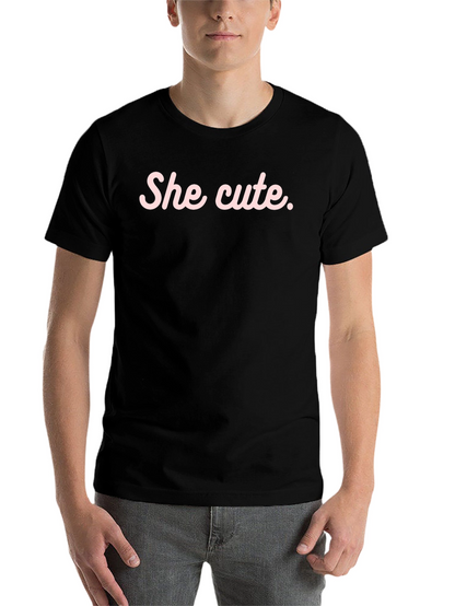 She Cute Graphic Tee - Black Casual T-Shirt