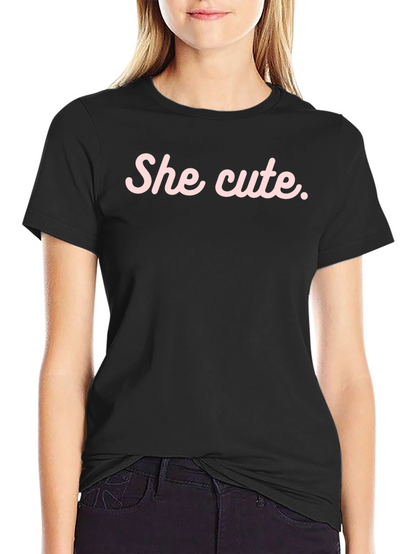 She Cute Graphic Tee - Black Casual T-Shirt