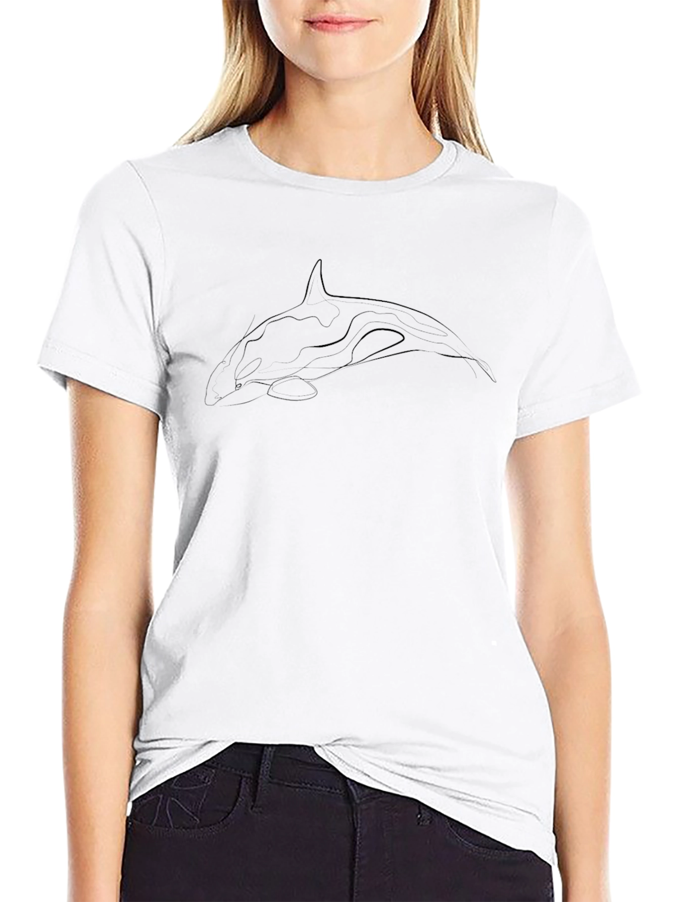 Black Orca Line Art T-Shirt