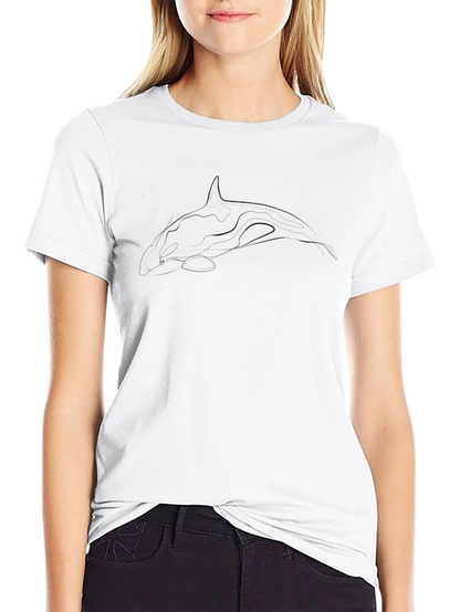 Black Orca Line Art T-Shirt