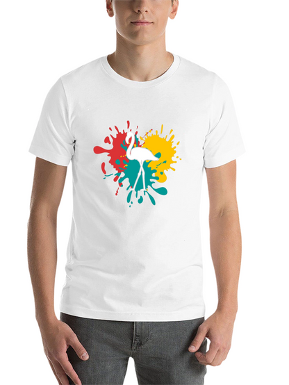 Flamingo Splatter Graphic T-Shirt - Black