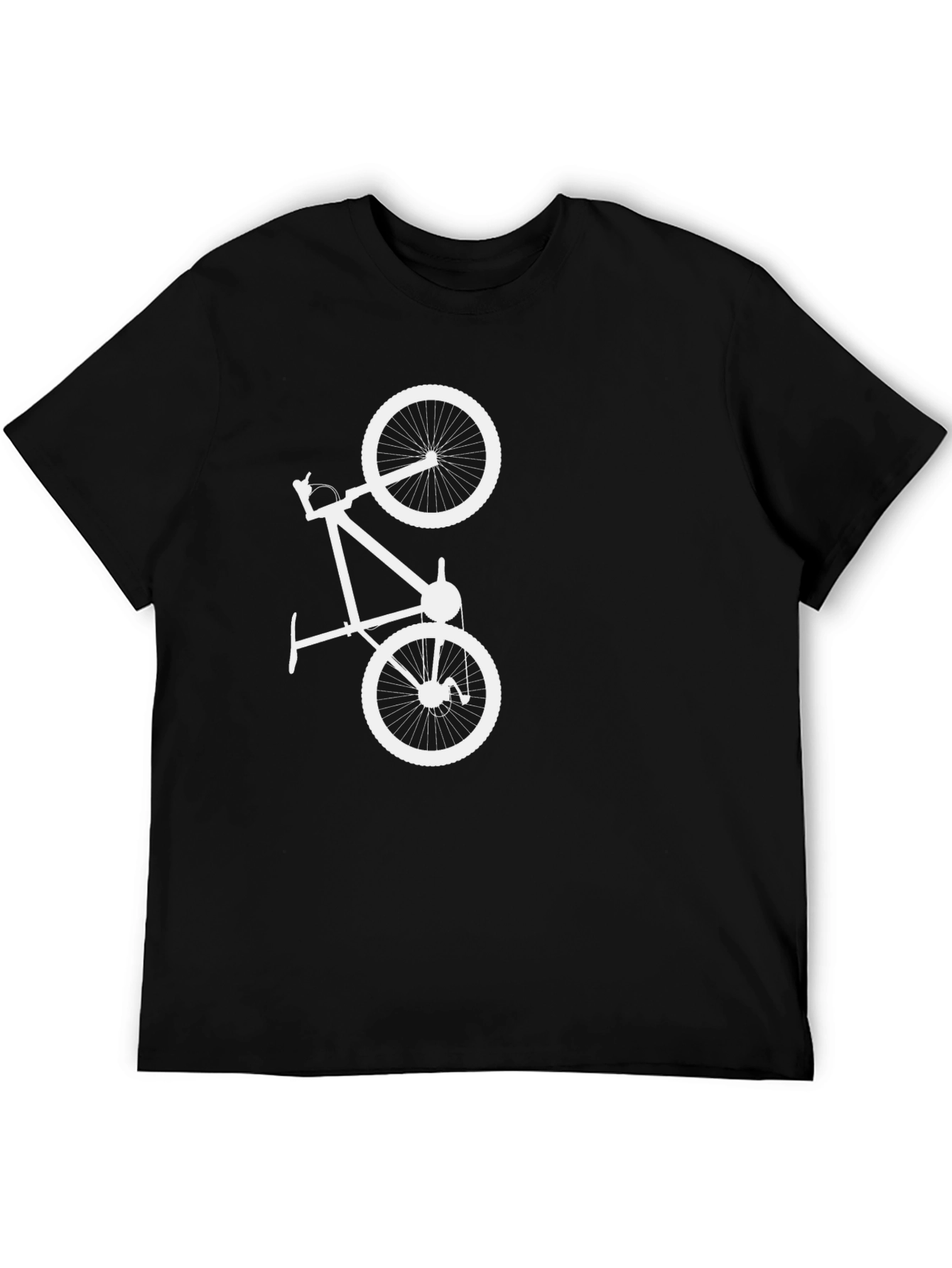 Black T-Shirt with White Bicycle Graphic