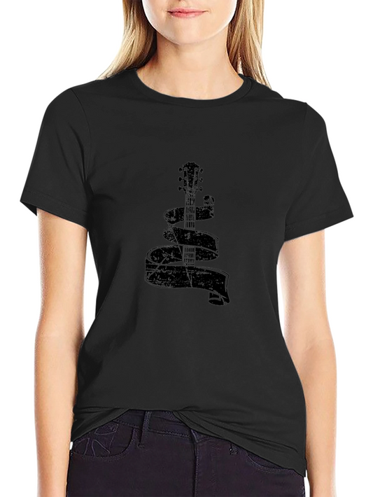 Guitar Ribbon Graphic T-Shirt - Casual Comfort