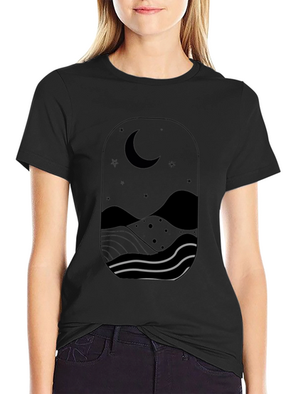 Nightscape Graphic Tee - Black Cotton T-Shirt