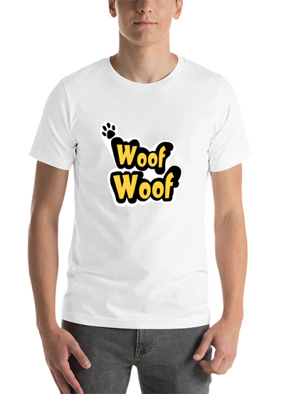 Woof Woof Dog Paw Print T-Shirt - Black