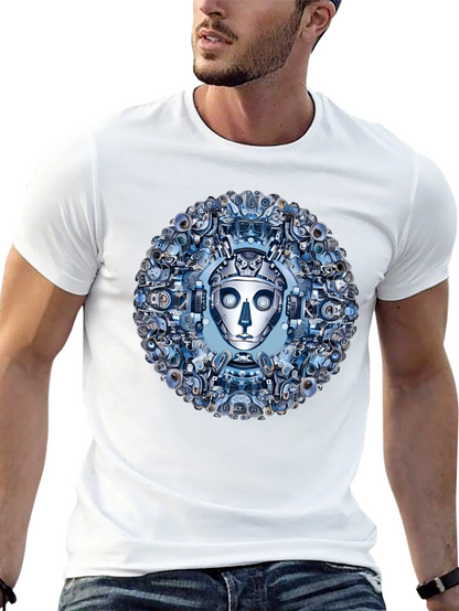 Robot Face Graphic Tee - Steampunk Style