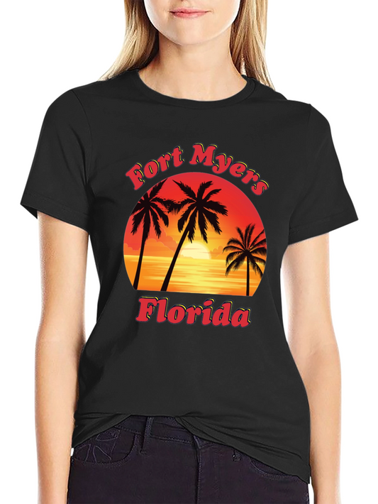 Fort Myers Florida T-Shirt Retro Sunset Palm Trees