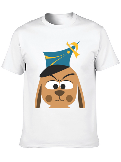 Cartoon Dog Graphic T-Shirt - Black Cotton Tee