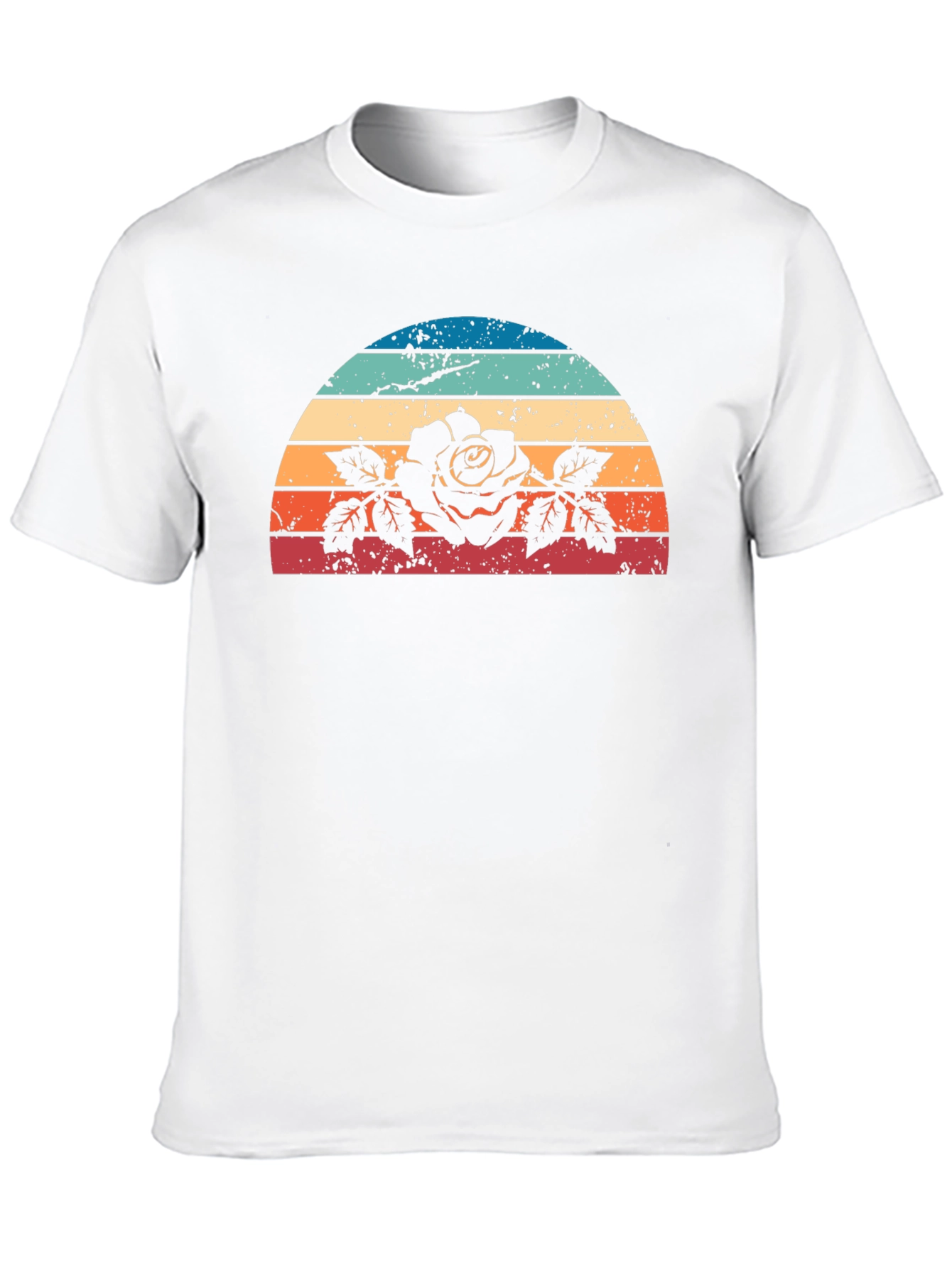 Retro Rose Sunset Graphic Tee - Black