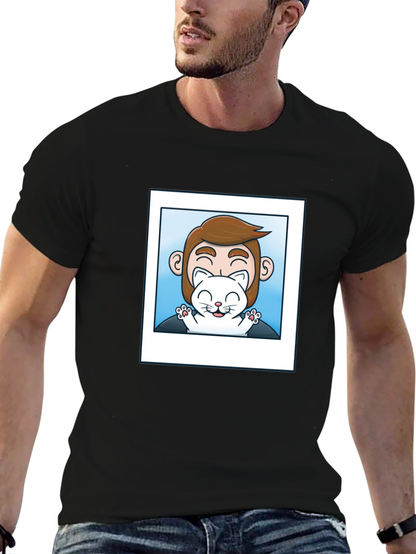 Mans Black Graphic T-Shirt - Cat Lover