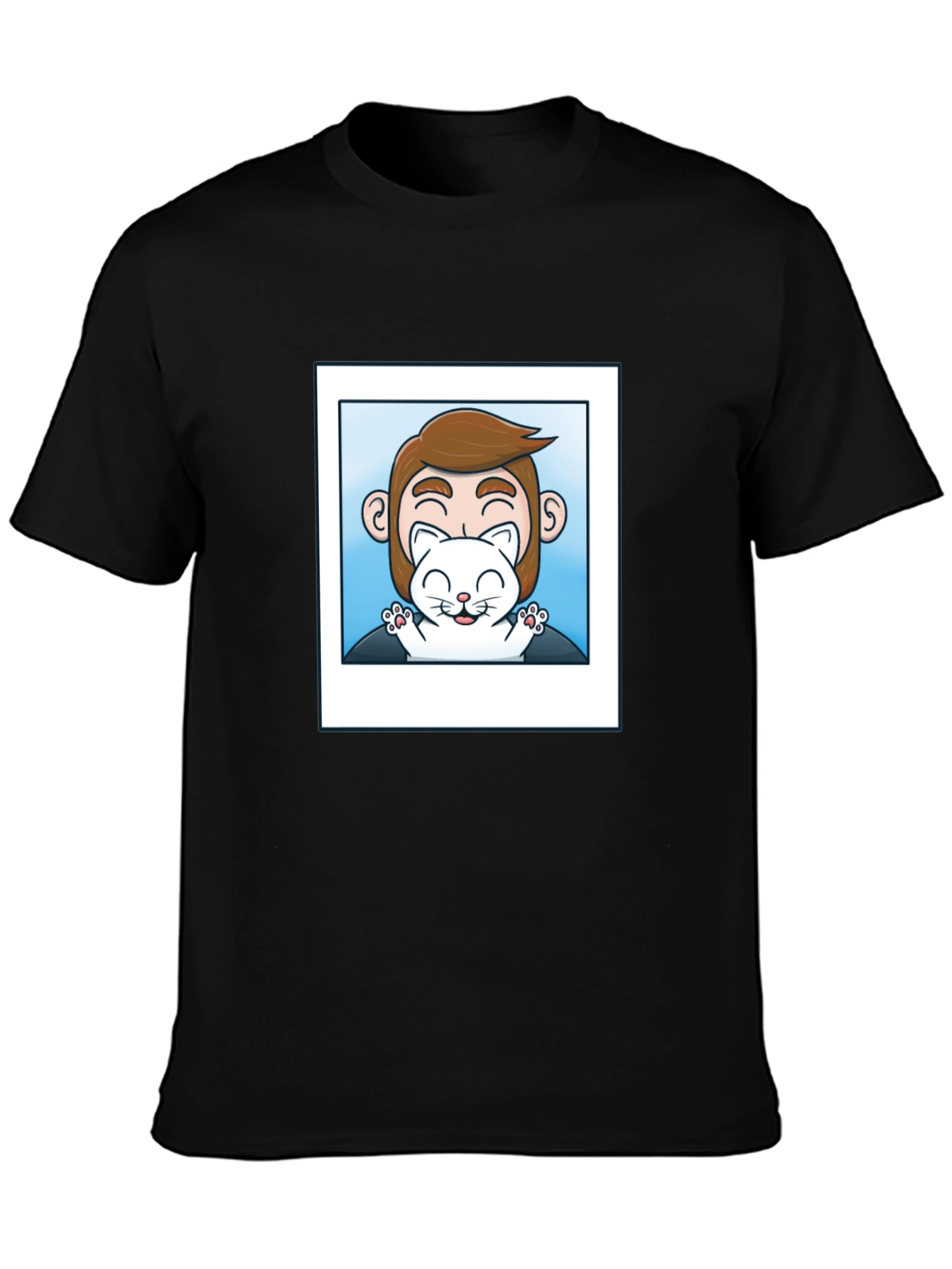 Mans Black Graphic T-Shirt - Cat Lover