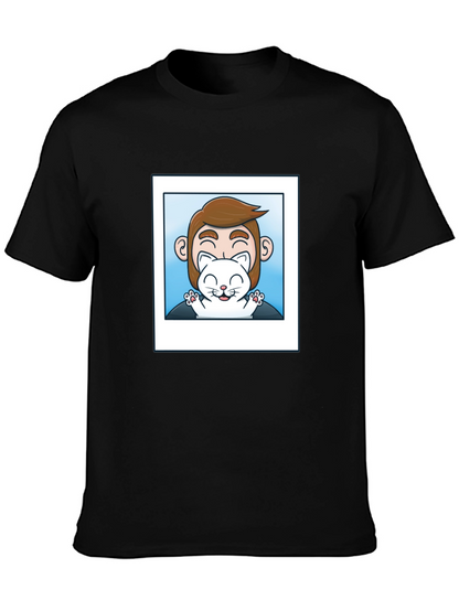 Mans Black Graphic T-Shirt - Cat Lover