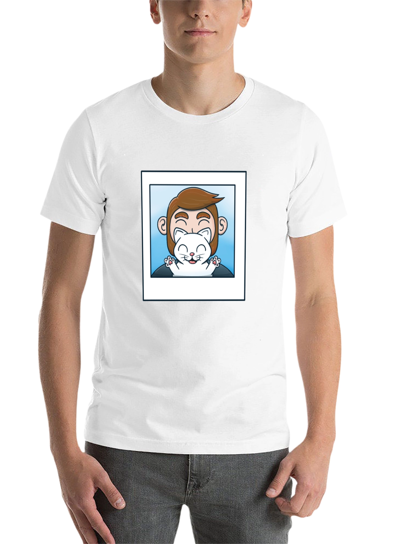 Mans Black Graphic T-Shirt - Cat Lover