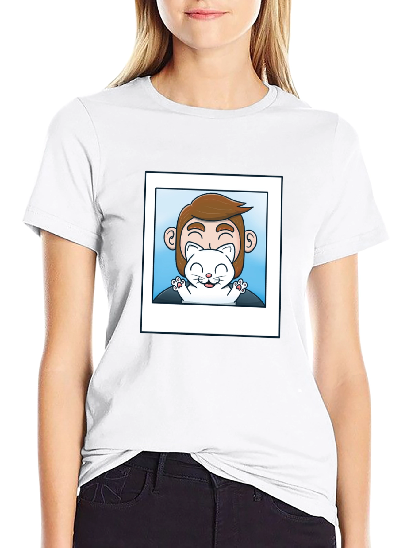 Mans Black Graphic T-Shirt - Cat Lover