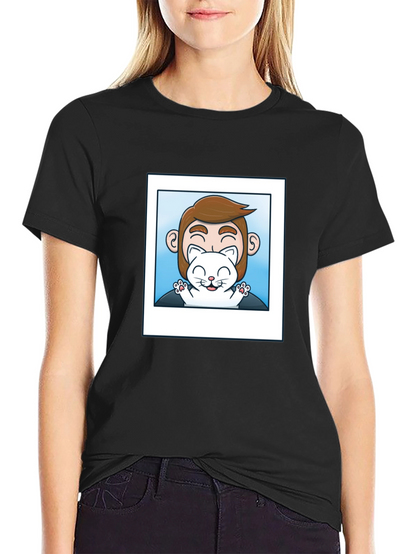 Mans Black Graphic T-Shirt - Cat Lover