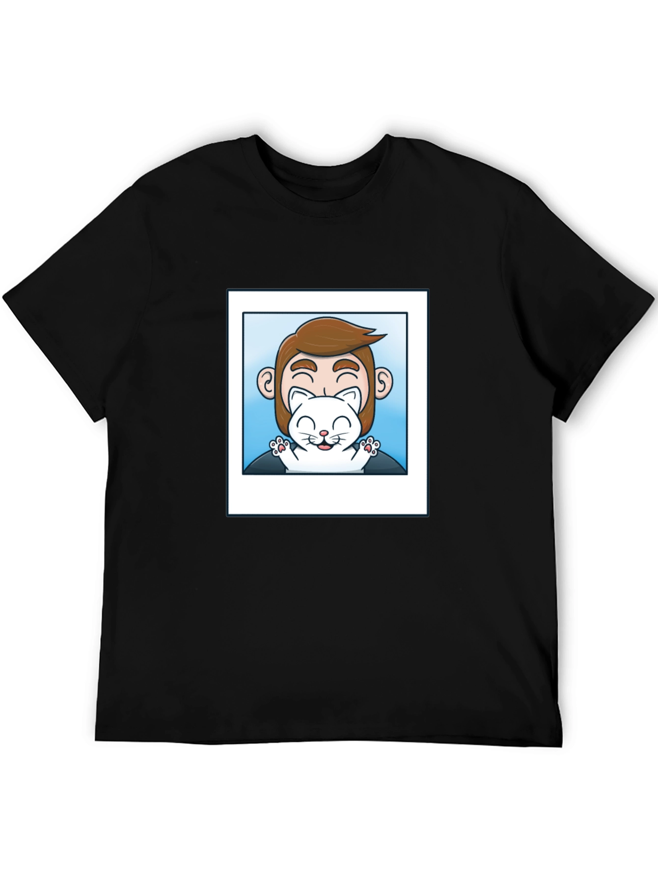 Mans Black Graphic T-Shirt - Cat Lover