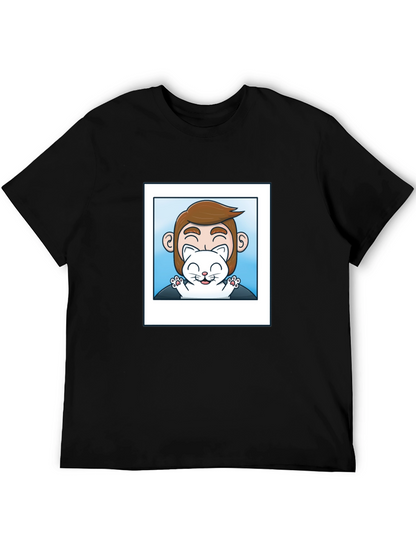 Mans Black Graphic T-Shirt - Cat Lover