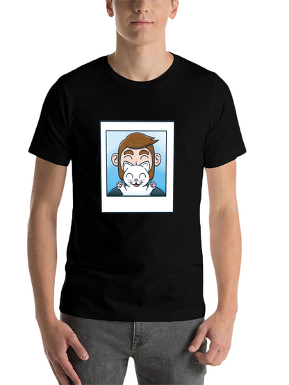 Mans Black Graphic T-Shirt - Cat Lover
