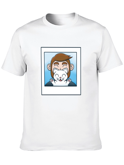 Mans Black Graphic T-Shirt - Cat Lover