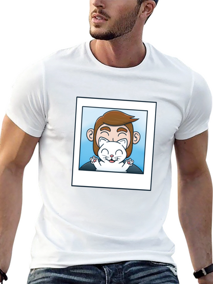Mans Black Graphic T-Shirt - Cat Lover