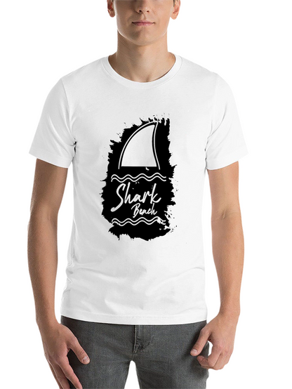 Shark Beach Graphic Tee - Black Cotton T-Shirt