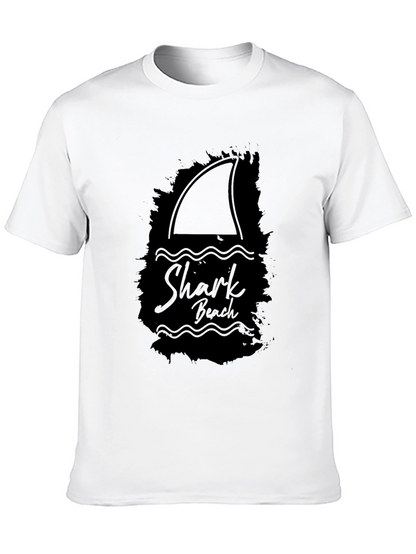 Shark Beach Graphic Tee - Black Cotton T-Shirt