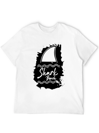 Shark Beach Graphic Tee - Black Cotton T-Shirt