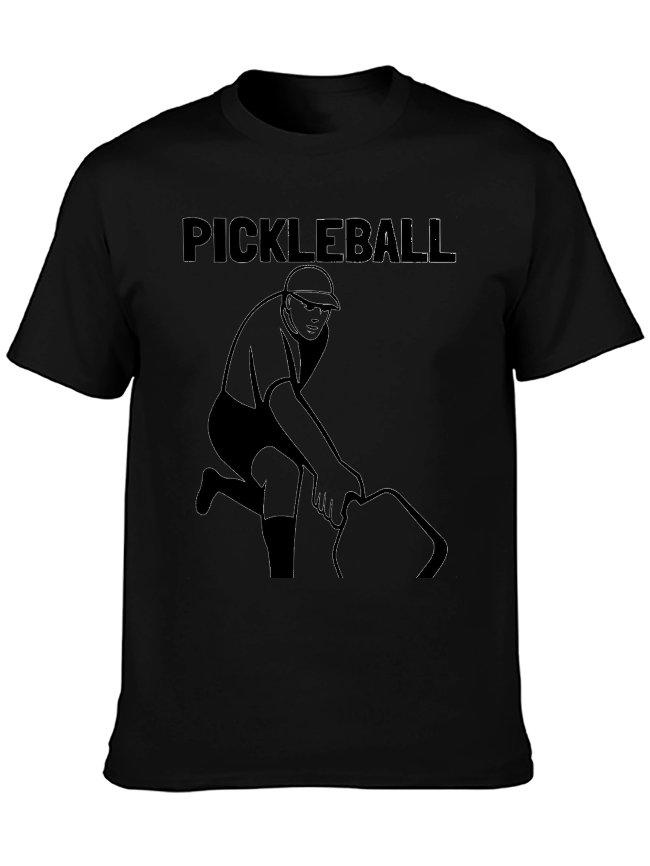 Pickleball Player Graphic Tee - Black Cotton Shirt