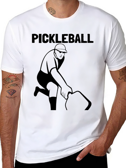 Pickleball Player Graphic Tee - Black Cotton Shirt