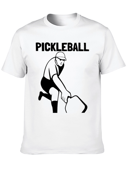 Pickleball Player Graphic Tee - Black Cotton Shirt