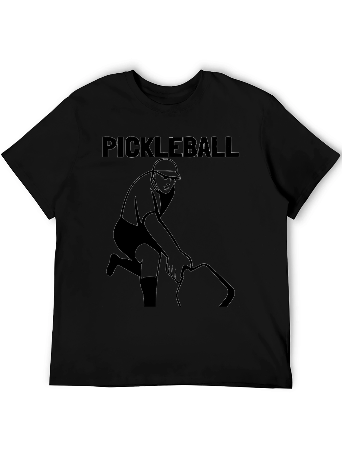 Pickleball Player Graphic Tee - Black Cotton Shirt
