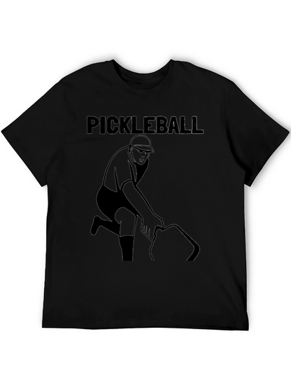 Pickleball Player Graphic Tee - Black Cotton Shirt