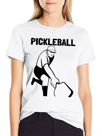 Pickleball Player Graphic Tee - Black Cotton Shirt